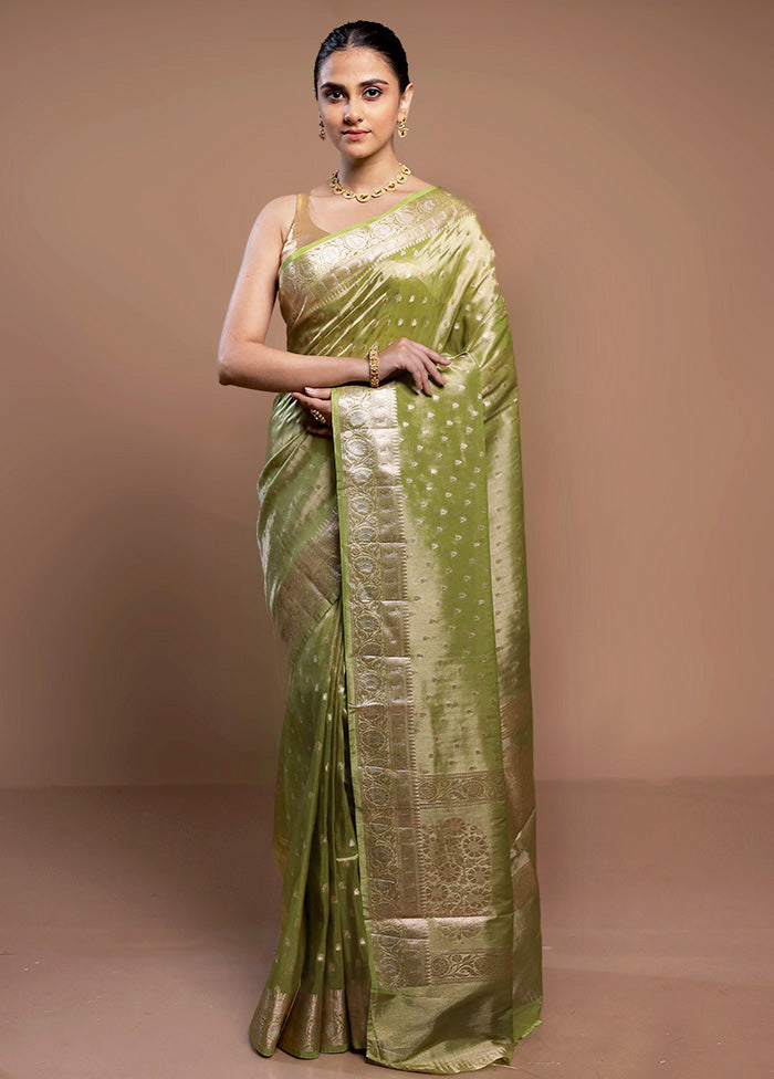 Green Tissue Silk Saree With Blouse Piece