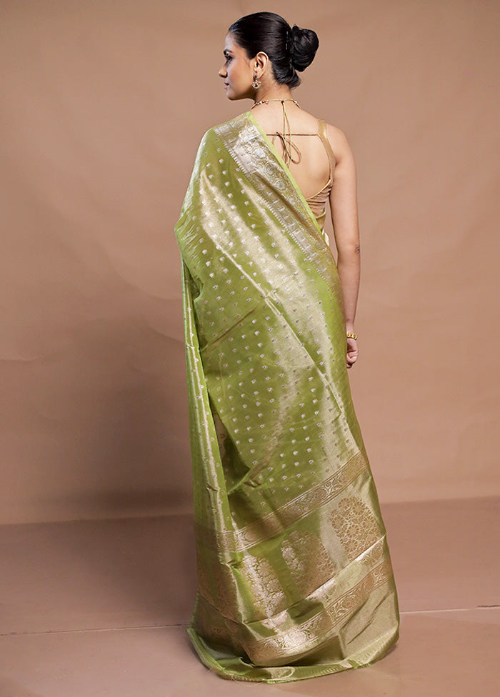 Green Tissue Silk Saree With Blouse Piece