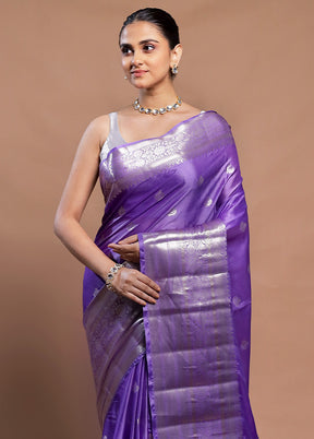 Purple Dupion Silk Saree With Blouse Piece