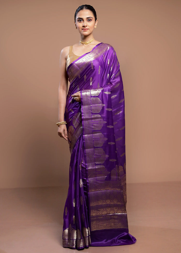 Purple Dupion Silk Saree With Blouse Piece