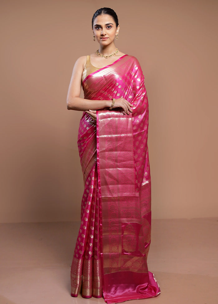 Pink Dupion Silk Saree With Blouse Piece