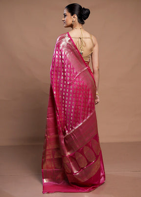 Pink Dupion Silk Saree With Blouse Piece