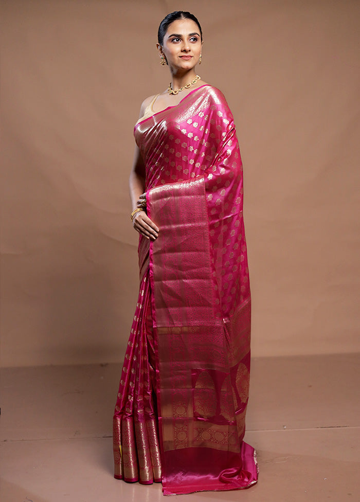 Pink Dupion Silk Saree With Blouse Piece