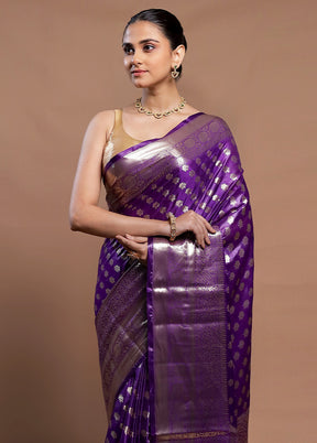 Purple Dupion Silk Saree With Blouse Piece