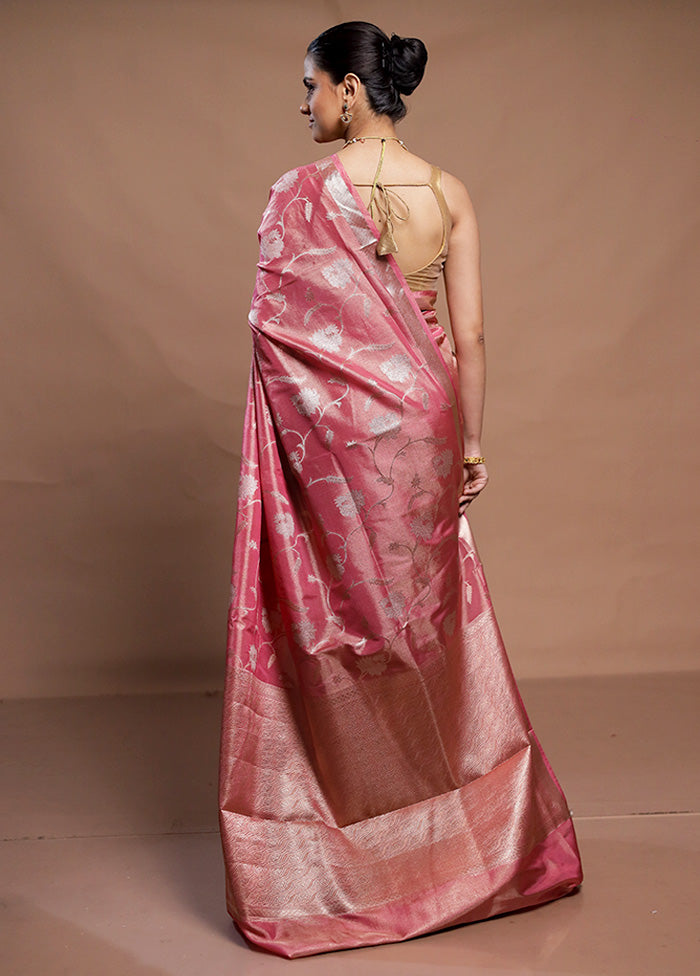 Pink Tissue Silk Saree With Blouse Piece