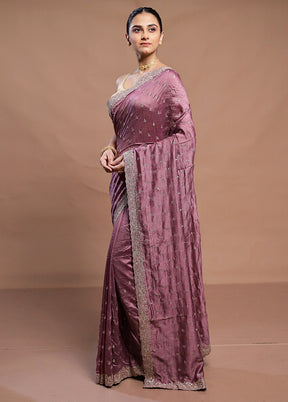 Purple Tussar Silk Saree With Blouse Piece