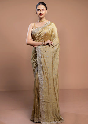 Golden Tussar Silk Saree With Blouse Piece