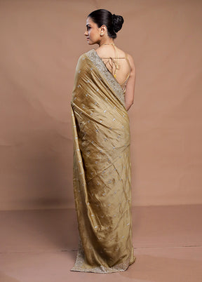 Golden Tussar Silk Saree With Blouse Piece