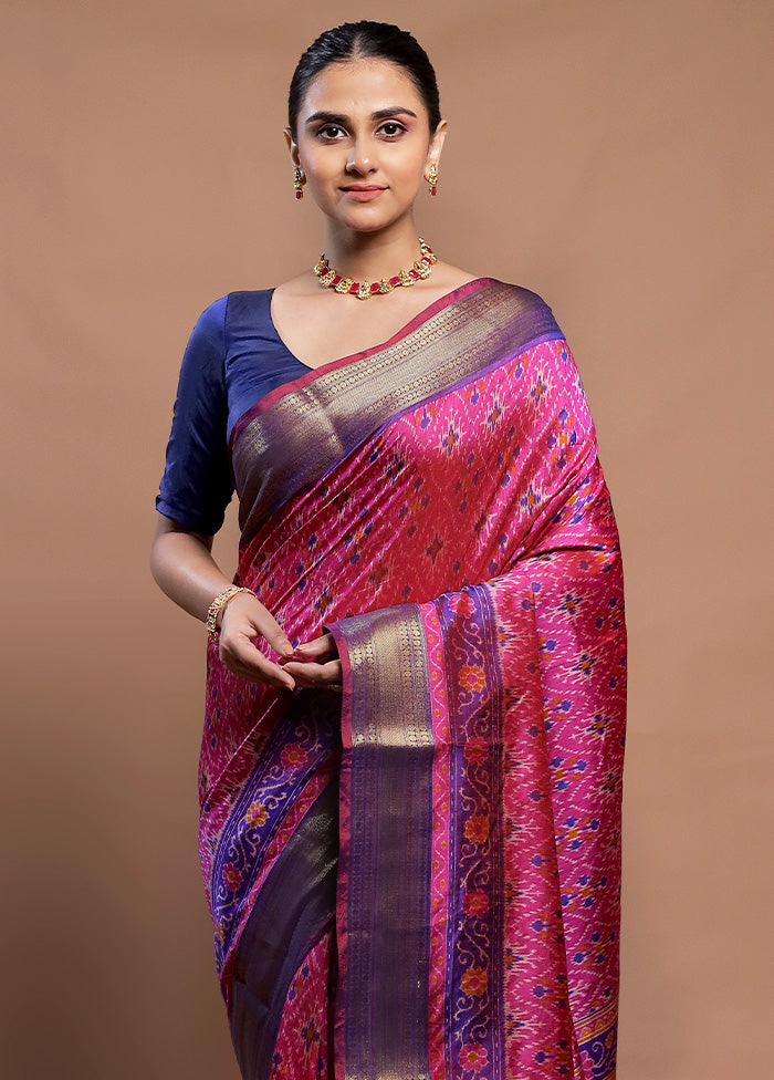 Pink Dupion Silk Saree With Blouse Piece