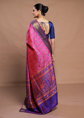 Pink Dupion Silk Saree With Blouse Piece