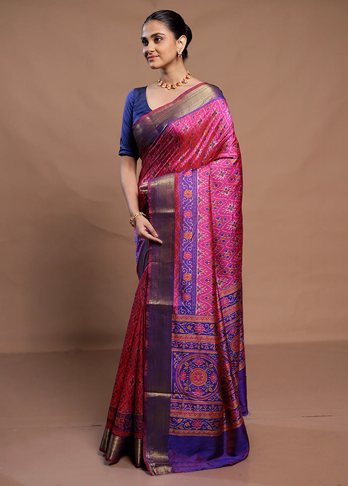 Pink Dupion Silk Saree With Blouse Piece