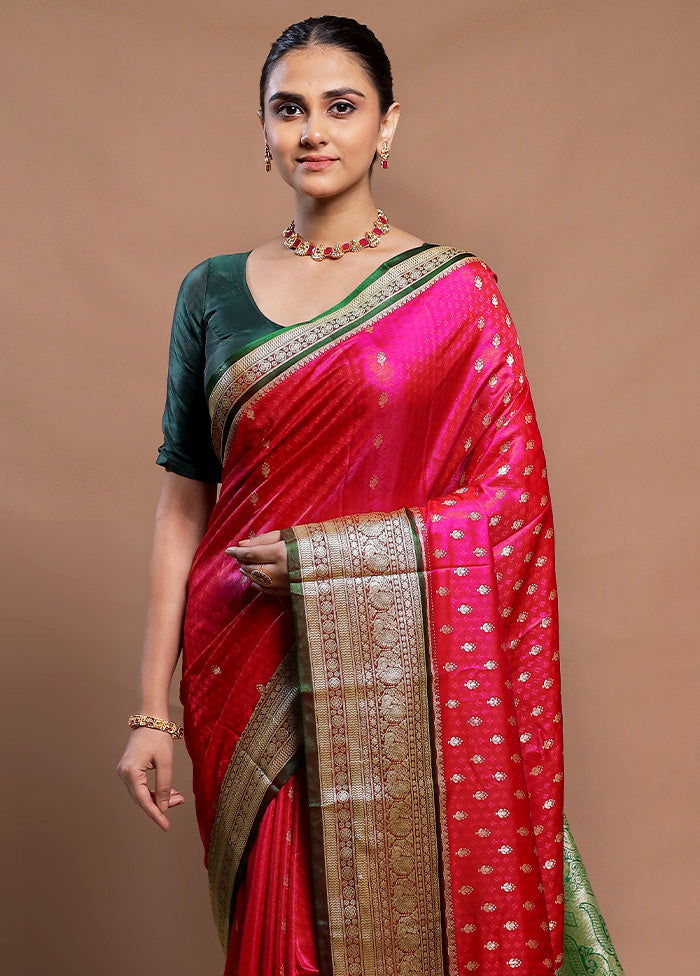 Pink Dupion Silk Saree With Blouse Piece