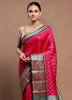 Pink Dupion Silk Saree With Blouse Piece