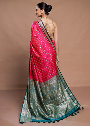 Pink Dupion Silk Saree With Blouse Piece