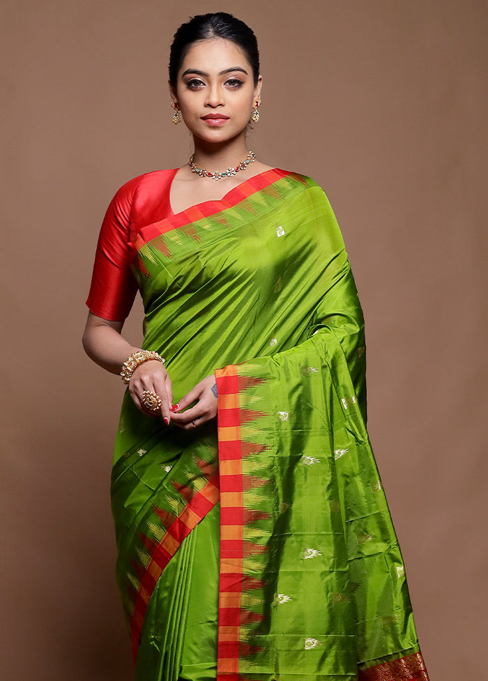 Green Kanjivaram Silk Saree With Blouse Piece