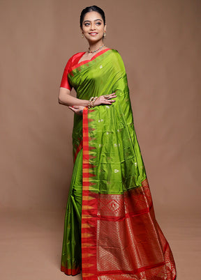 Green Kanjivaram Silk Saree With Blouse Piece