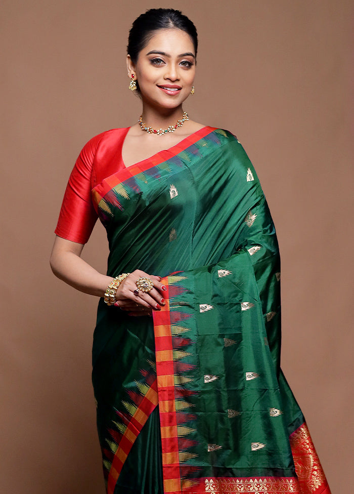 Green Kanjivaram Silk Saree With Blouse Piece