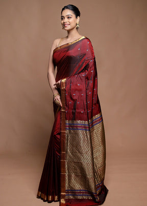 Maroon Kanjivaram Silk Saree With Blouse Piece