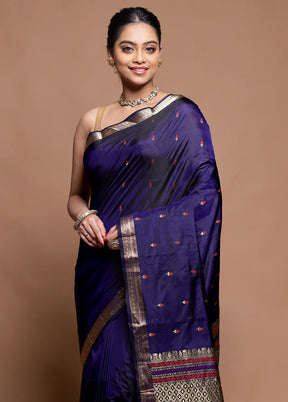 Blue Kanjivaram Silk Saree With Blouse Piece