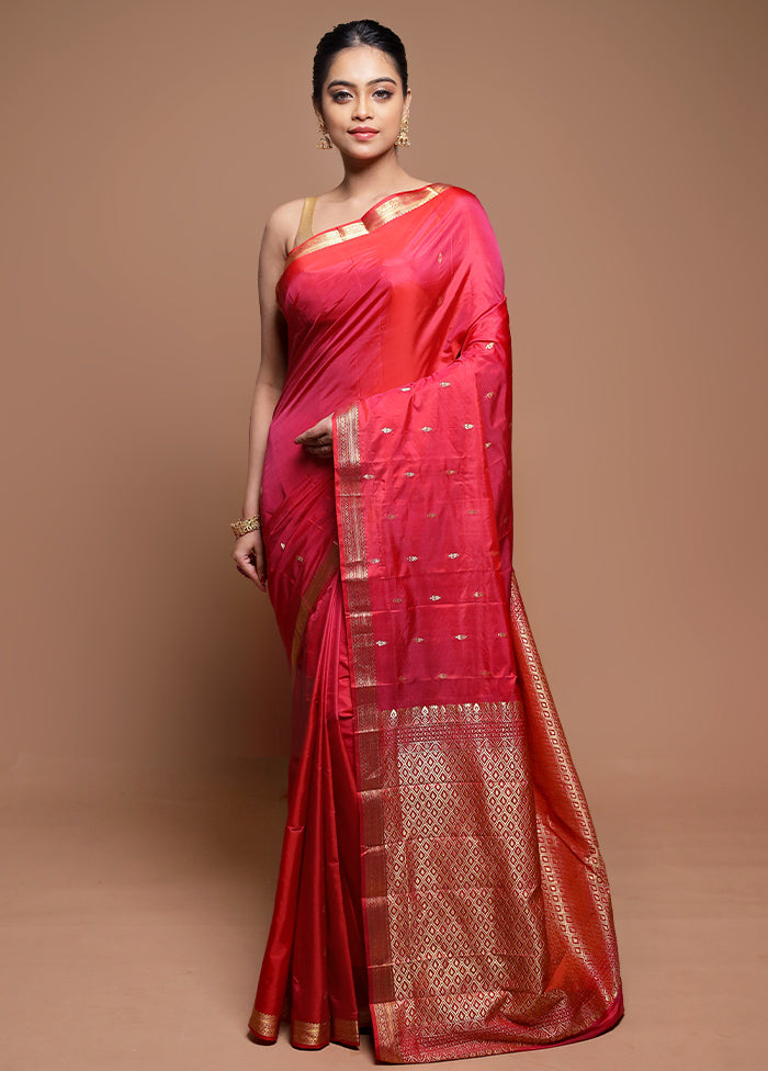 Pink Kanjivaram Silk Saree With Blouse Piece