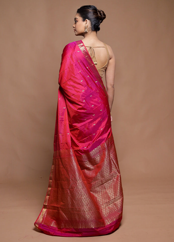 Pink Kanjivaram Silk Saree With Blouse Piece