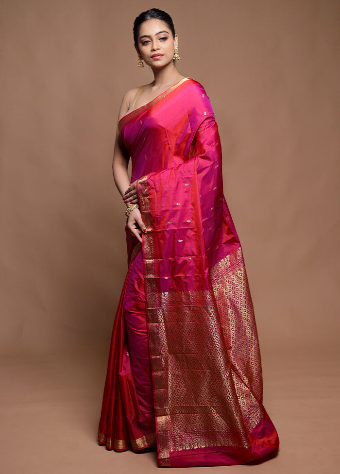 Pink Kanjivaram Silk Saree With Blouse Piece