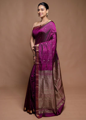 Purple Kanjivaram Silk Saree With Blouse Piece