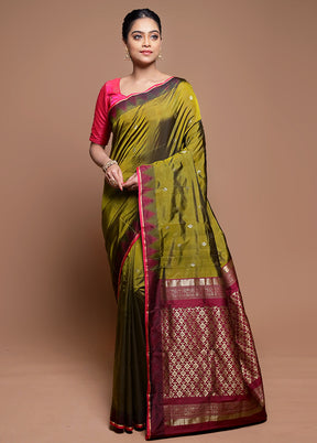 Green Kanjivaram Silk Saree With Blouse Piece