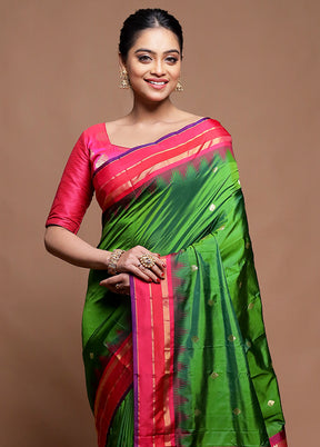 Green Kanjivaram Silk Saree With Blouse Piece