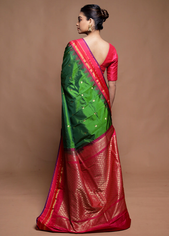 Green Kanjivaram Silk Saree With Blouse Piece