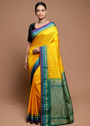 Yellow Kanjivaram Silk Saree With Blouse Piece