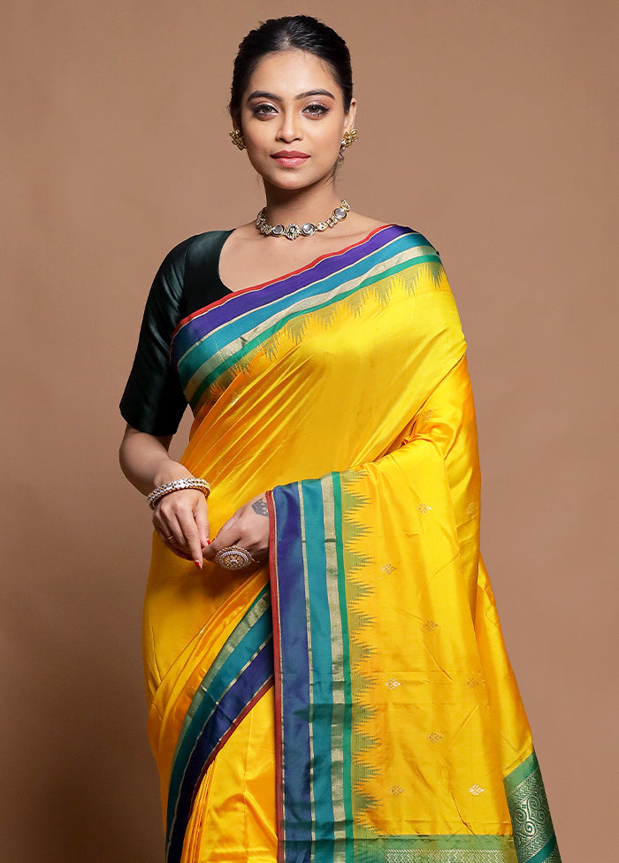 Yellow Kanjivaram Silk Saree With Blouse Piece