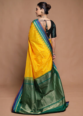 Yellow Kanjivaram Silk Saree With Blouse Piece