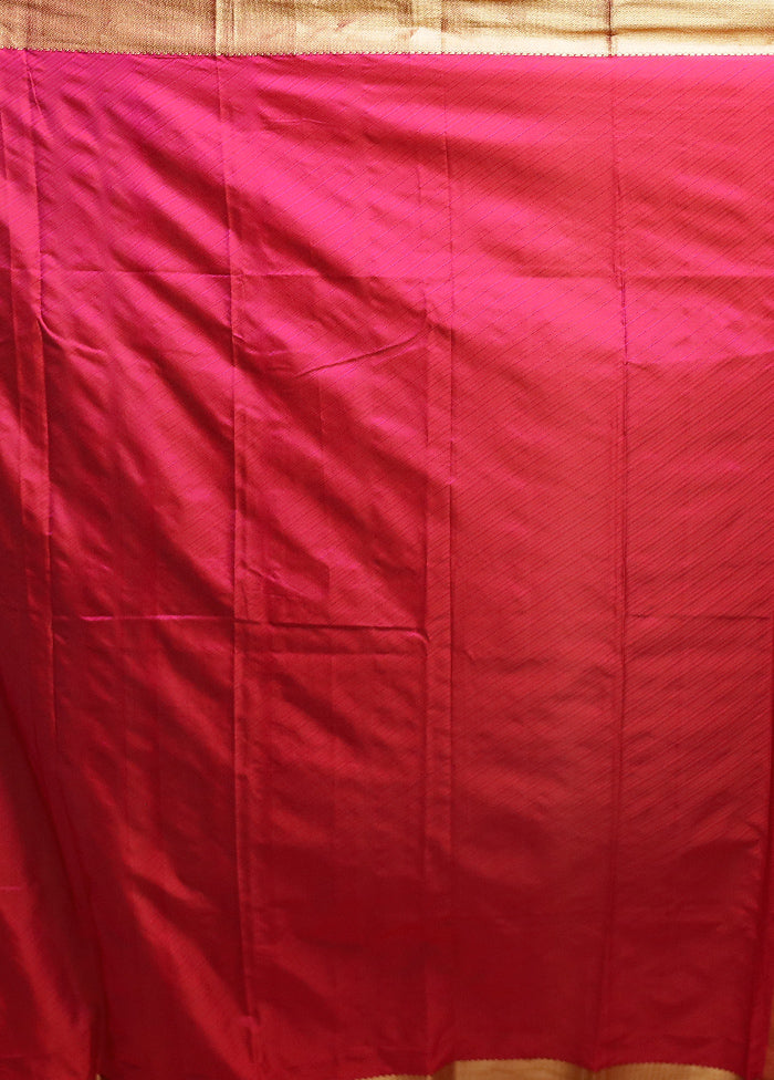 Pink Kanjivaram Silk Saree With Blouse Piece