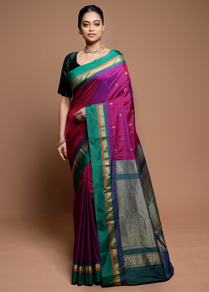 Purple Kanjivaram Silk Saree With Blouse Piece