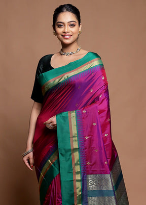 Purple Kanjivaram Silk Saree With Blouse Piece