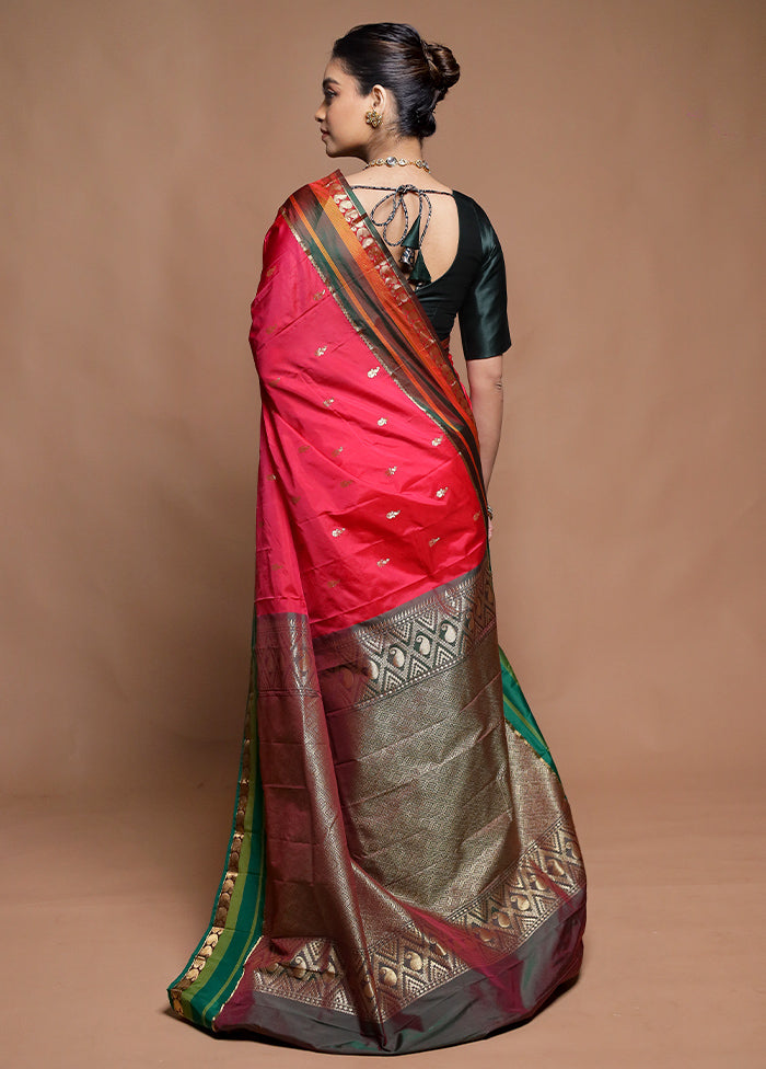 Pink Kanjivaram Silk Saree With Blouse Piece