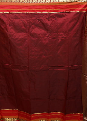 Maroon Kanjivaram Silk Saree With Blouse Piece