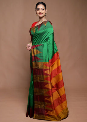 Green Kanjivaram Silk Saree With Blouse Piece