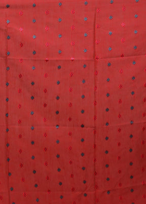 Red Dupion Silk Saree With Blouse Piece