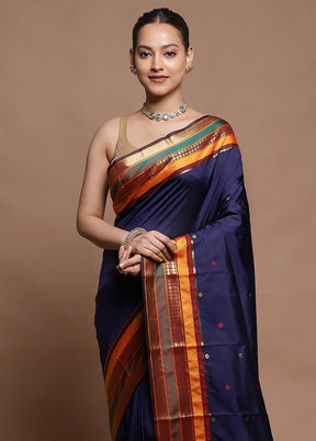 Blue Kanjivaram Silk Saree With Blouse Piece