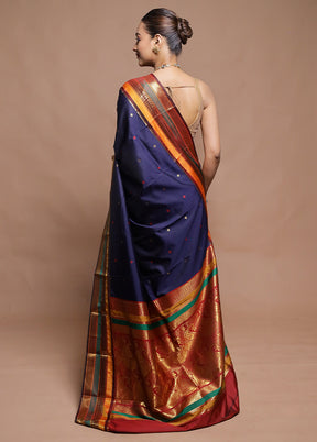 Blue Kanjivaram Silk Saree With Blouse Piece