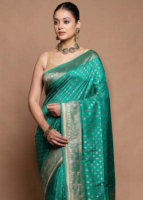 Green Dupion Silk Saree With Blouse Piece