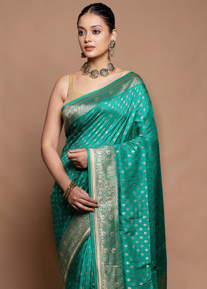 Green Dupion Silk Saree With Blouse Piece