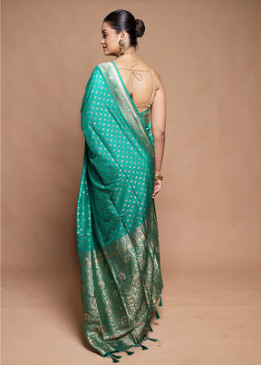 Green Dupion Silk Saree With Blouse Piece