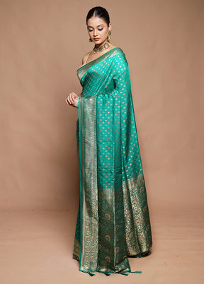 Green Dupion Silk Saree With Blouse Piece