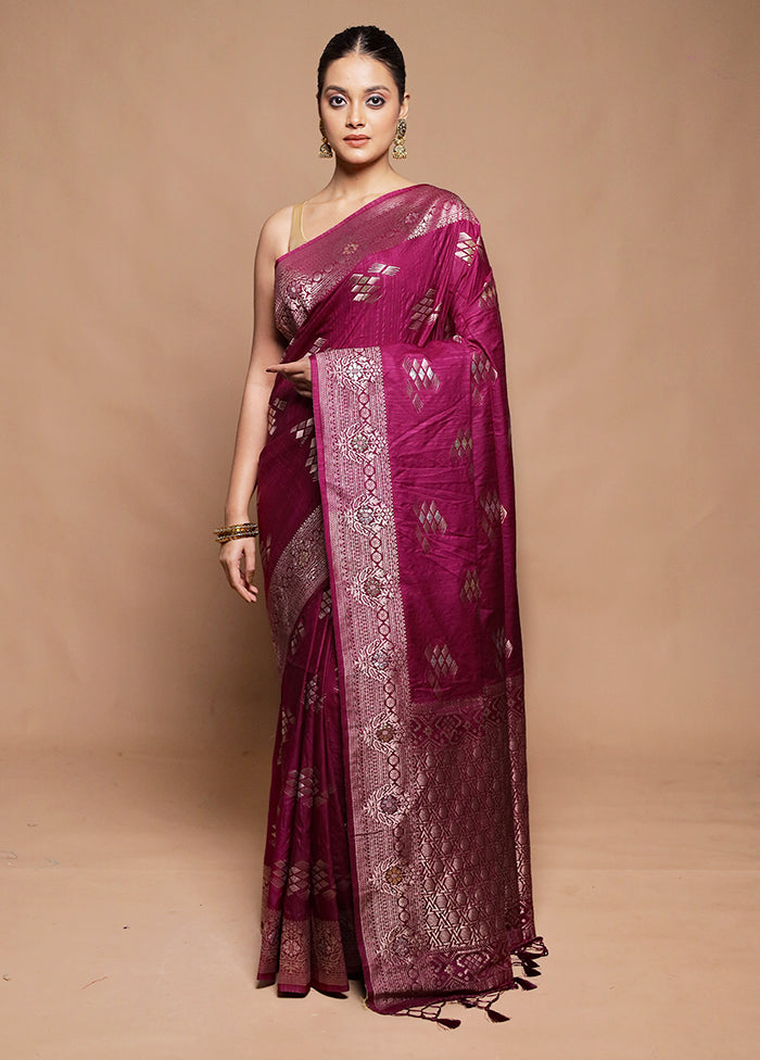 Pink Dupion Silk Saree With Blouse Piece