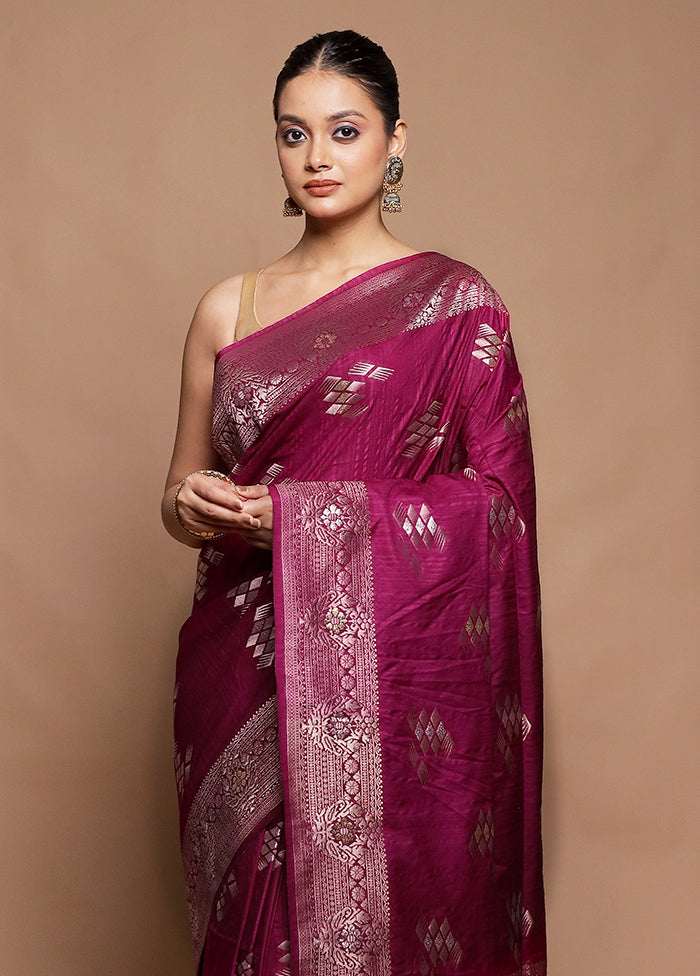 Pink Dupion Silk Saree With Blouse Piece