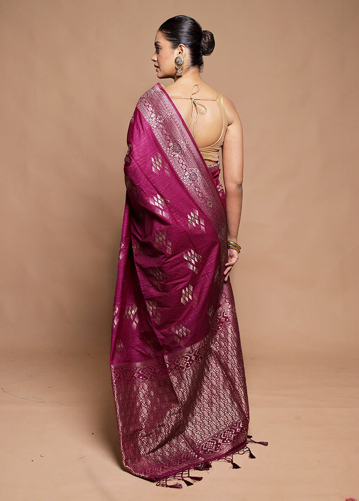 Pink Dupion Silk Saree With Blouse Piece