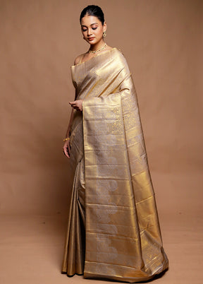 Cream Kanjivaram Silk Saree With Blouse Piece